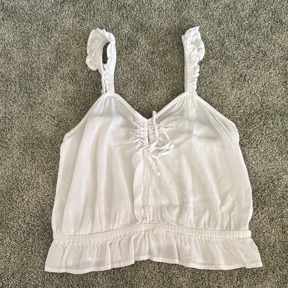 Express White Smocked Camisole Tank Top